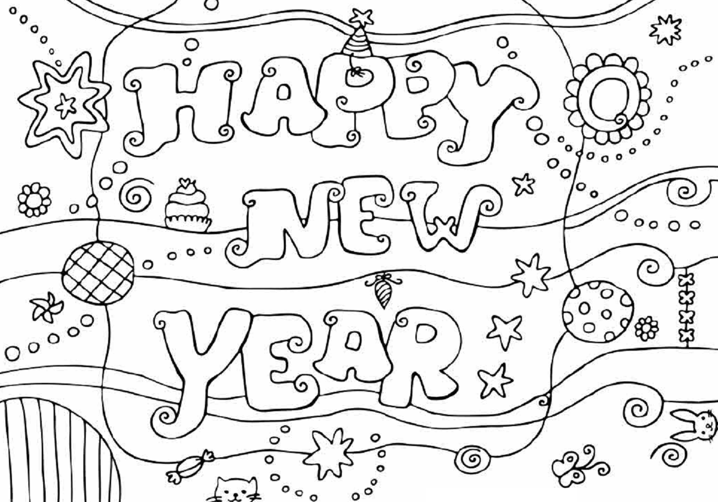 Happy New Year 2015 Coloring Page Free Wallpaper Gelukkig Nieuwjaar Nieuwjaar Kleurpl