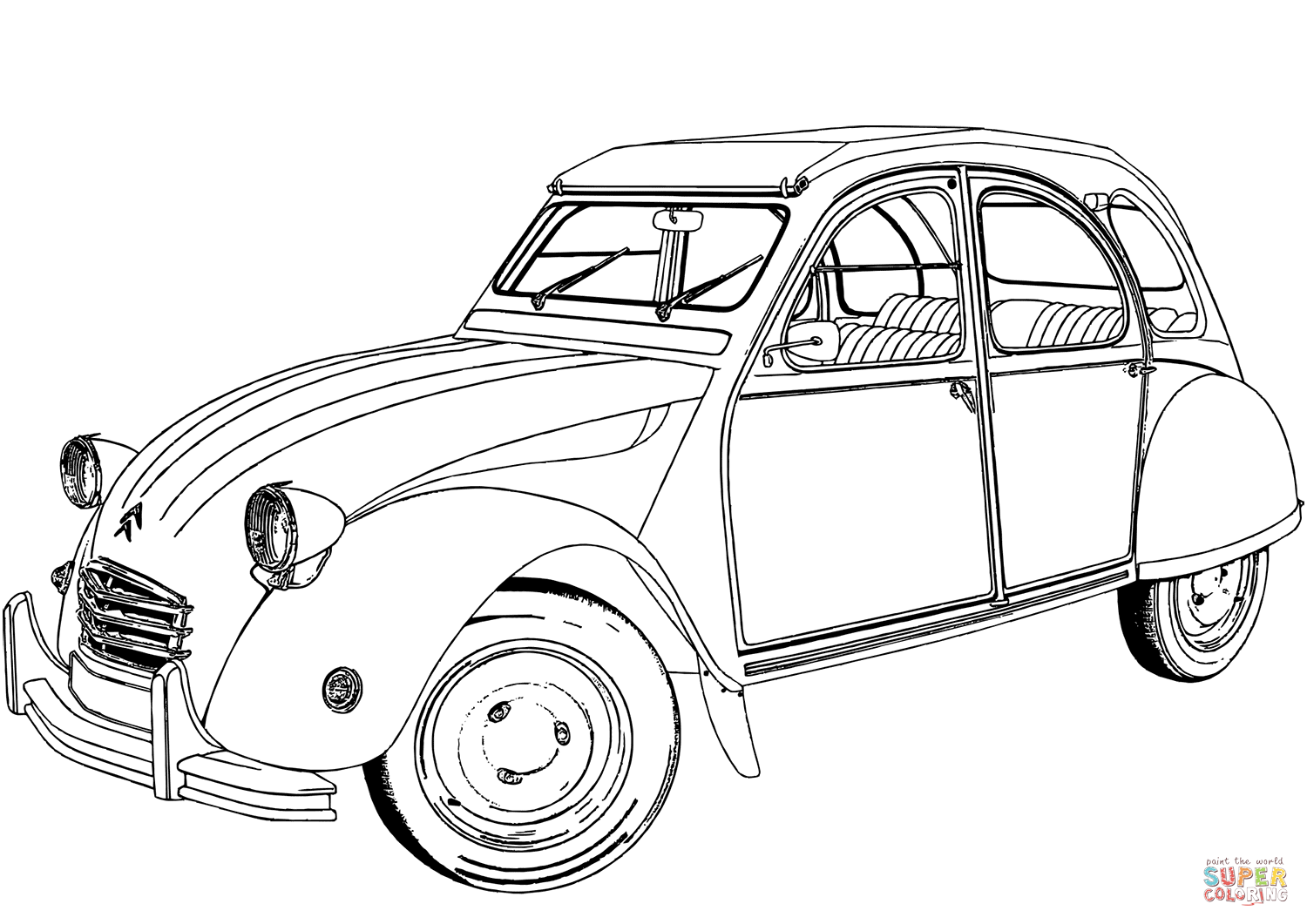 Citroen 2 Cv Super Coloring Auto Tekeningen Kleurboek Klassieke Auto S