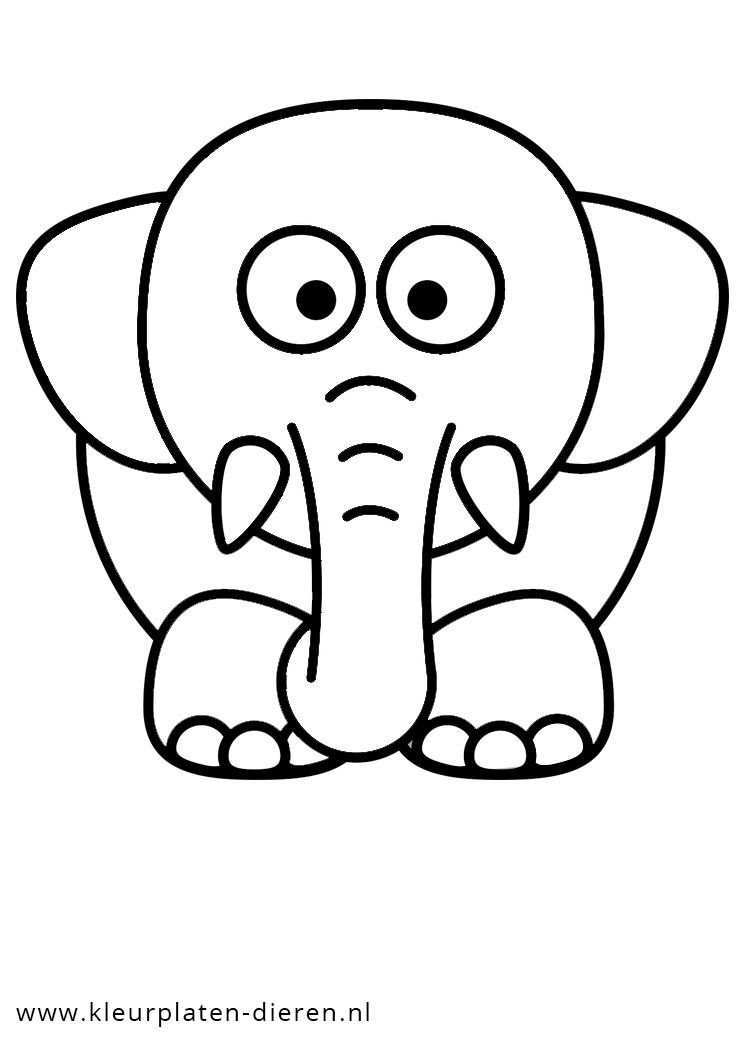 Kleurplaten Nl Kleurplaat Olifant Kleurplaten Dierenkleurplaten Dieren Cartoon Olifan