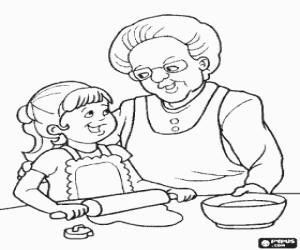Oma En Kleindochter Koken Kleurplaat Grootouderdag Kinderkleurplaten Grootouders