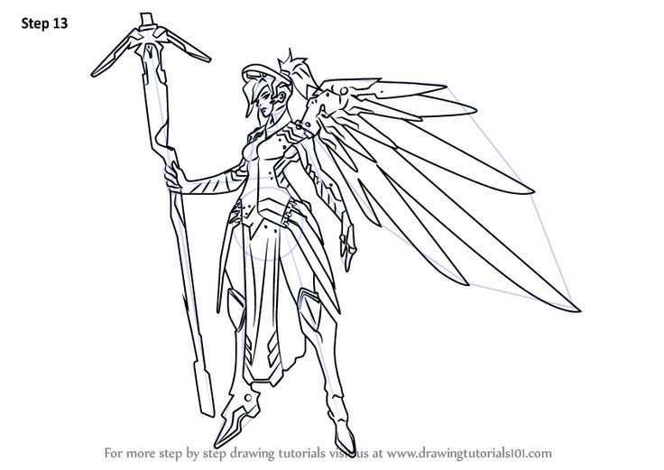 Learn How To Draw Mercy From Overwatch Overwatch Step By Step Drawing Tutori Characte