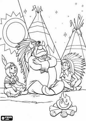 Kleurplaat Kolorowanka Piotrus Pan W Obozie Indian Plemienia Piccaninny Z Malymi Prin