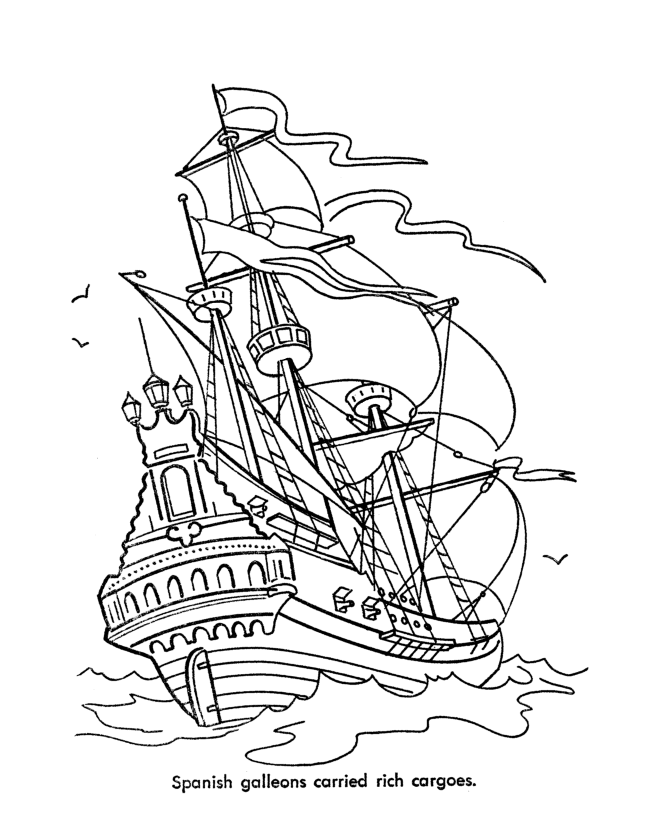 Spanish Galleon Coloring Pages Pirate Coloring Pages Coloring Pages Ship Drawing