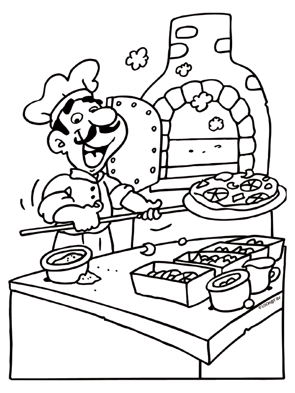 Kleurplaat Pizzabakker Oven Italiaan Kleurplaten Nl Knutselen Thema Eten Knutselen Th