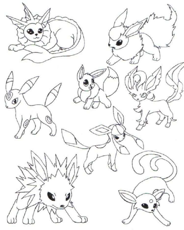 Pokemon Coloring Pages Eevee Evolutions Together Pokemon Coloring Pages Pokemon Color