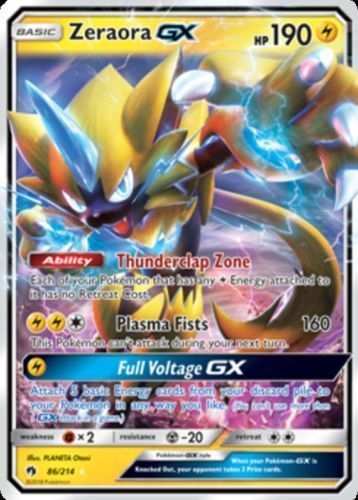 Pok Mon Trading Card Game 183466 Pokemon Card Zeraora Gx 86 214 Lost Thunder Holo Ult