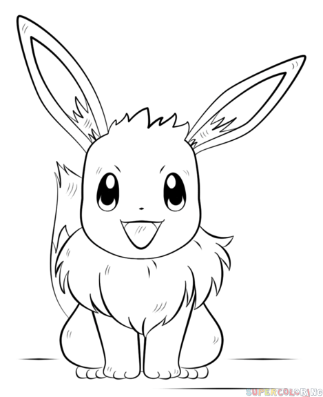How To Draw Eevee The Pokemon Step By Step Drawing Tutorials Pokemon Coloring Pokemon Coloring Pages Pokemon Drawings