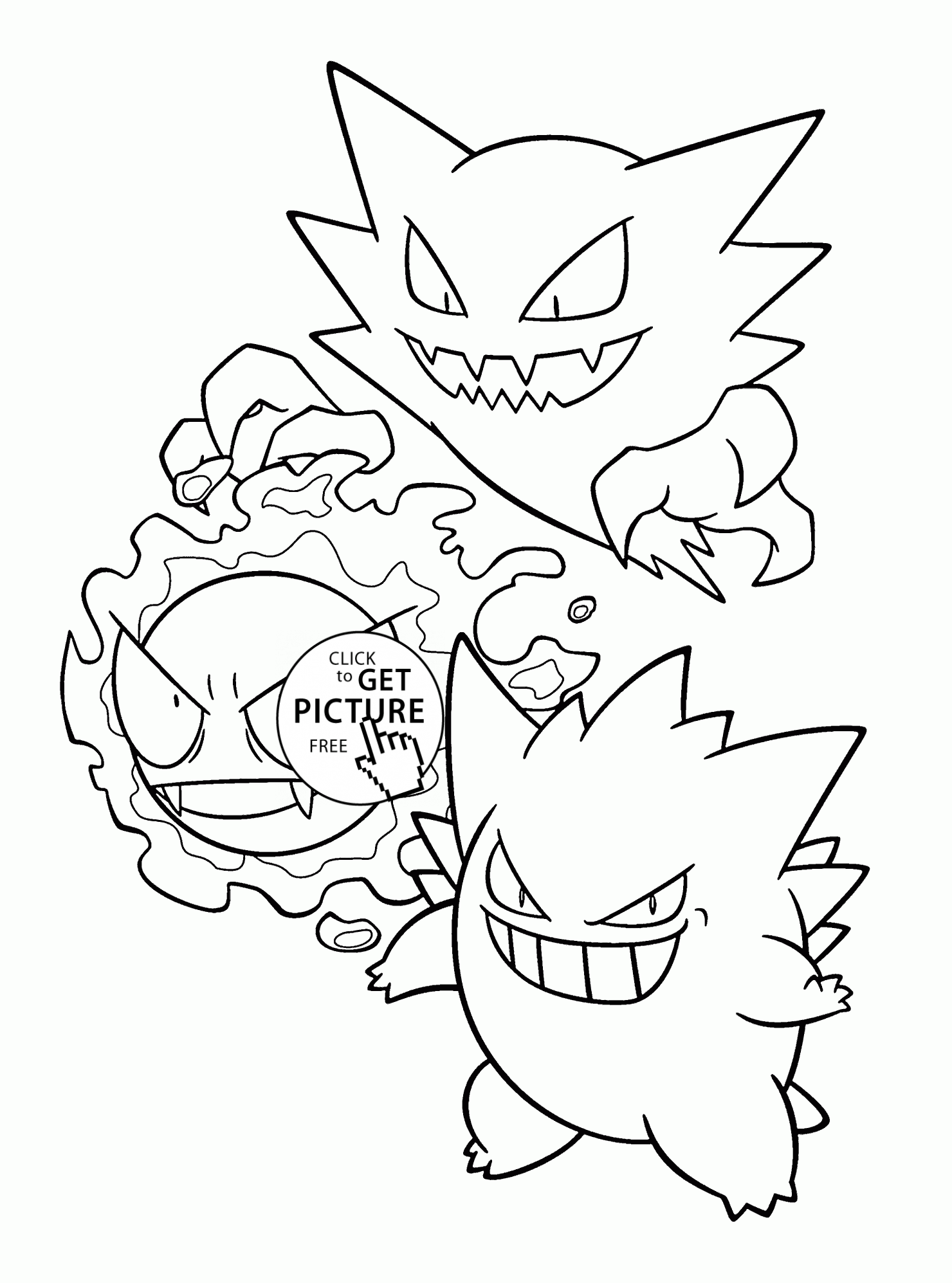 Pokemon Gastly Evolution Coloring Pages For Kids Pokemon Characters Printables Free W