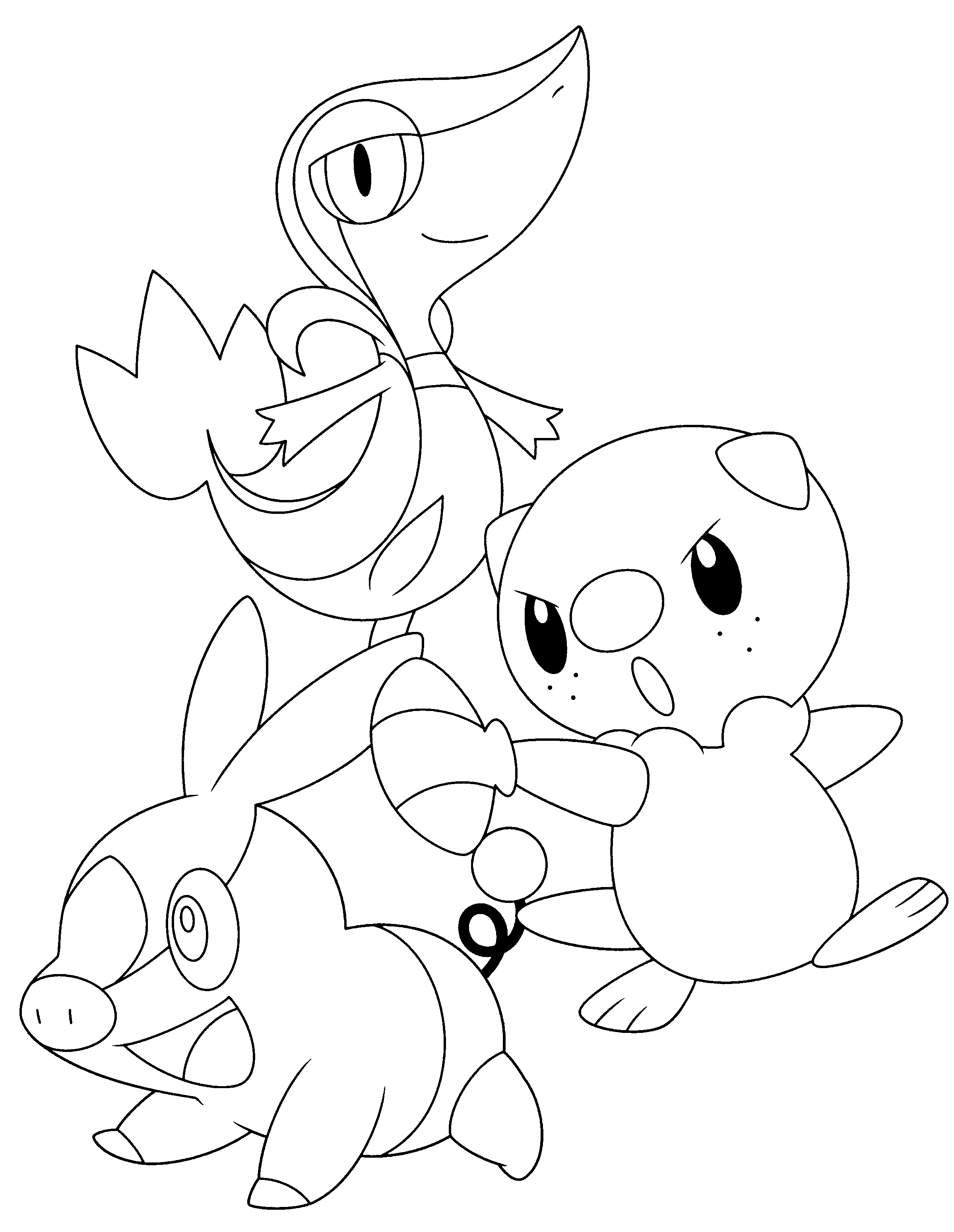 Coloring Pages Pokemon Oshawott Snivy And Tepig Google Search Lustige Malvorlagen Mal