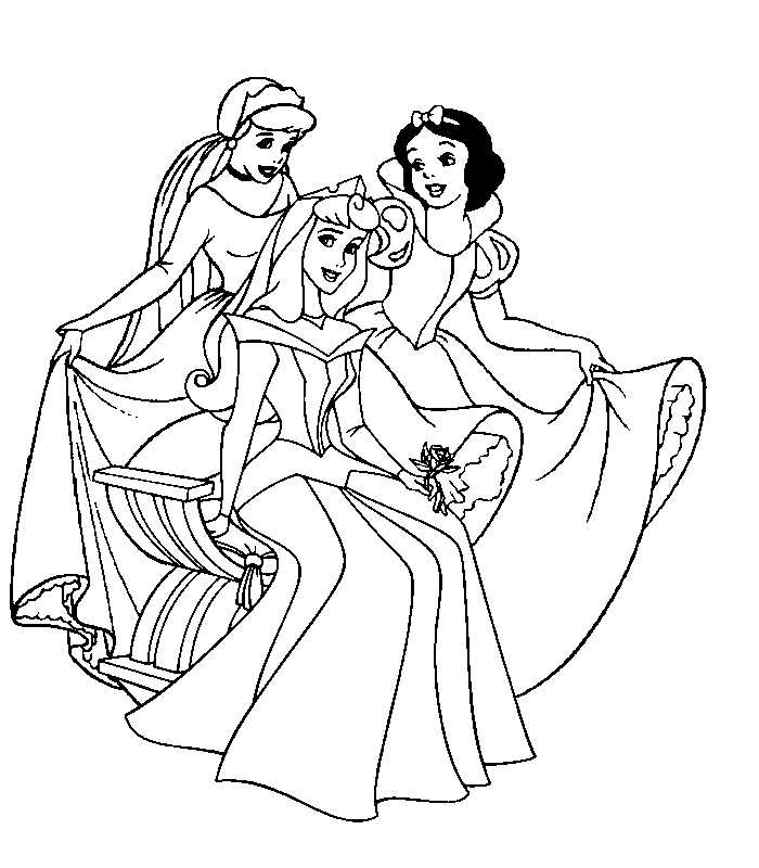 Kleurplaat Disney Prinsessen Assepoester Doornroosje En Sneeuwwitje Prinses Kleurplaa