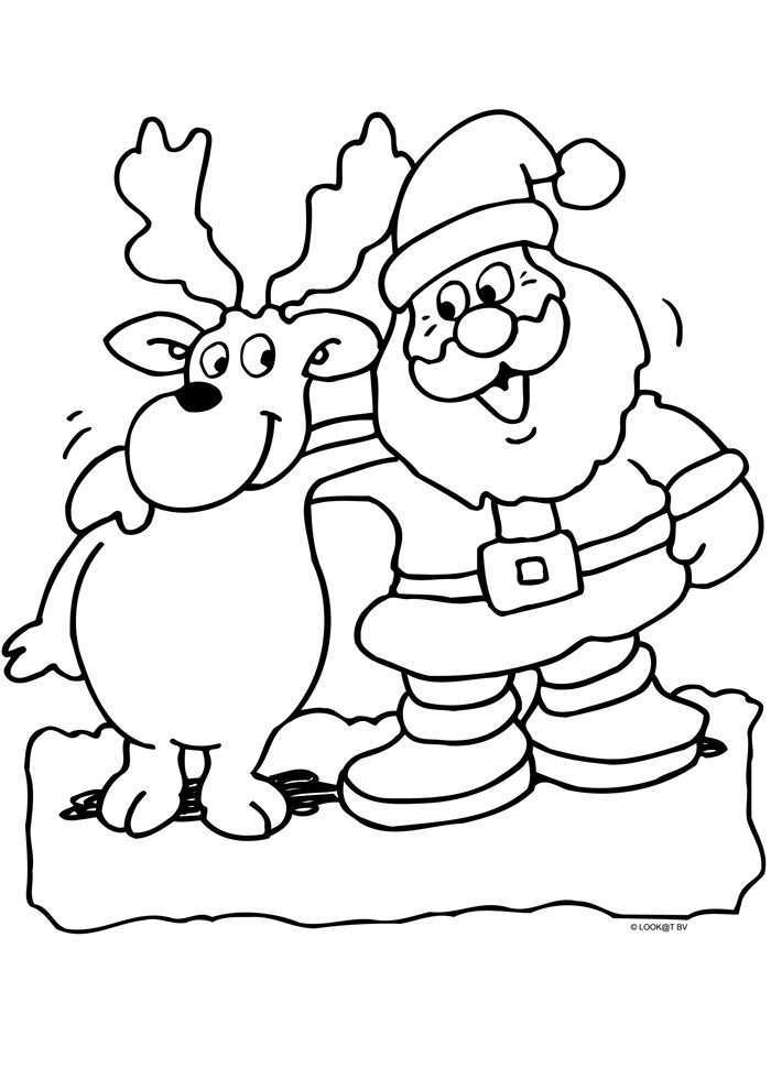 Kerstman Met Rendier Kerst Kleurplaten Kleurplaat Com Kerstman Kerst Kerst Knutselen