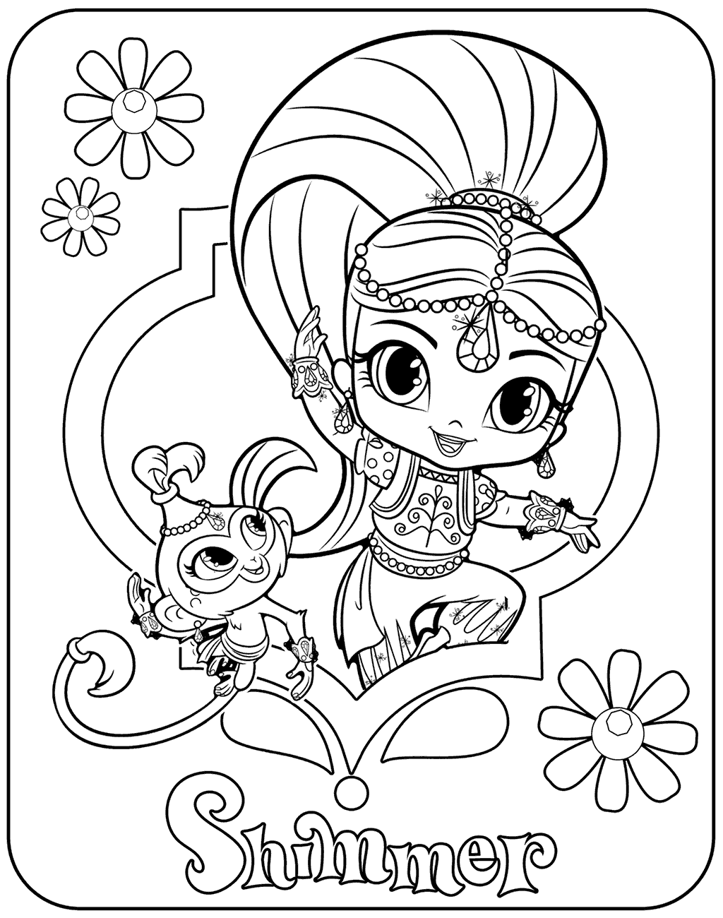 Shimmer And Shine Coloring Pages Monkey Coloring Pages Free Coloring Pages Toddler Co