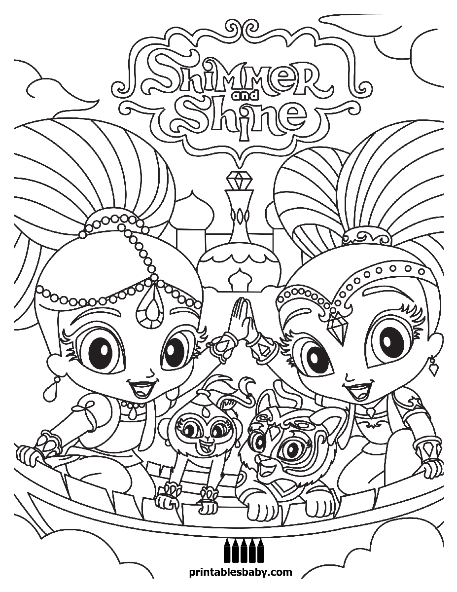 Shimmer And Shine Printables Baby Coloring Books Spongebob Coloring Coloring Pages