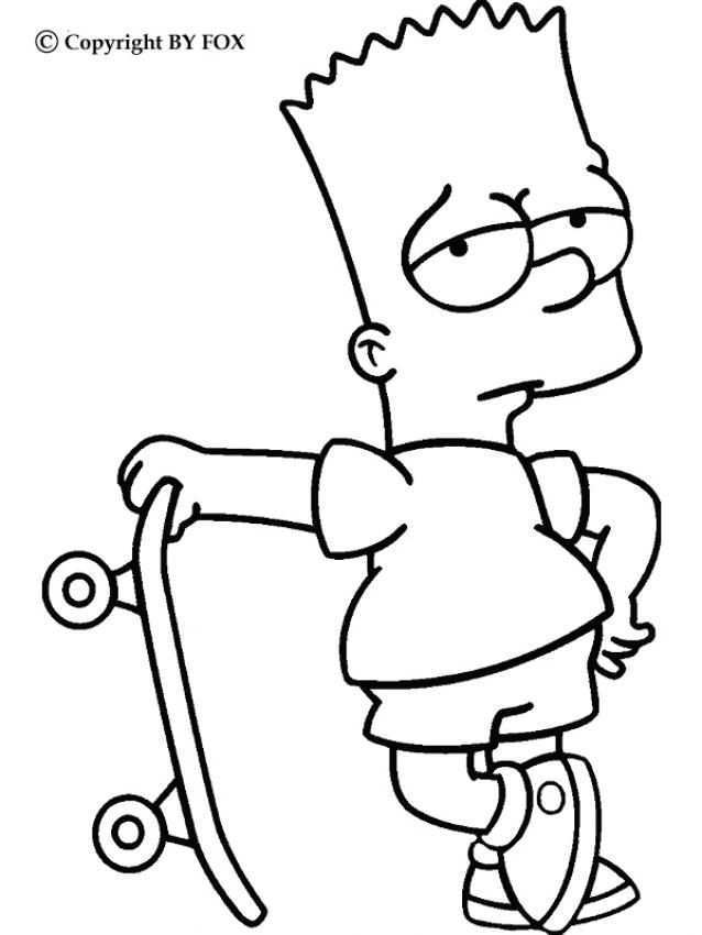 The Simpsons Coloring Pages Bart The King Of Skateboarding Simpsons Drawings Simpsons