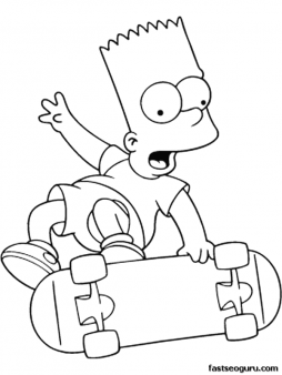 Printable Cartoons Simpson Bart Is Skating Coloring Pages Printable Coloring Pages Fo