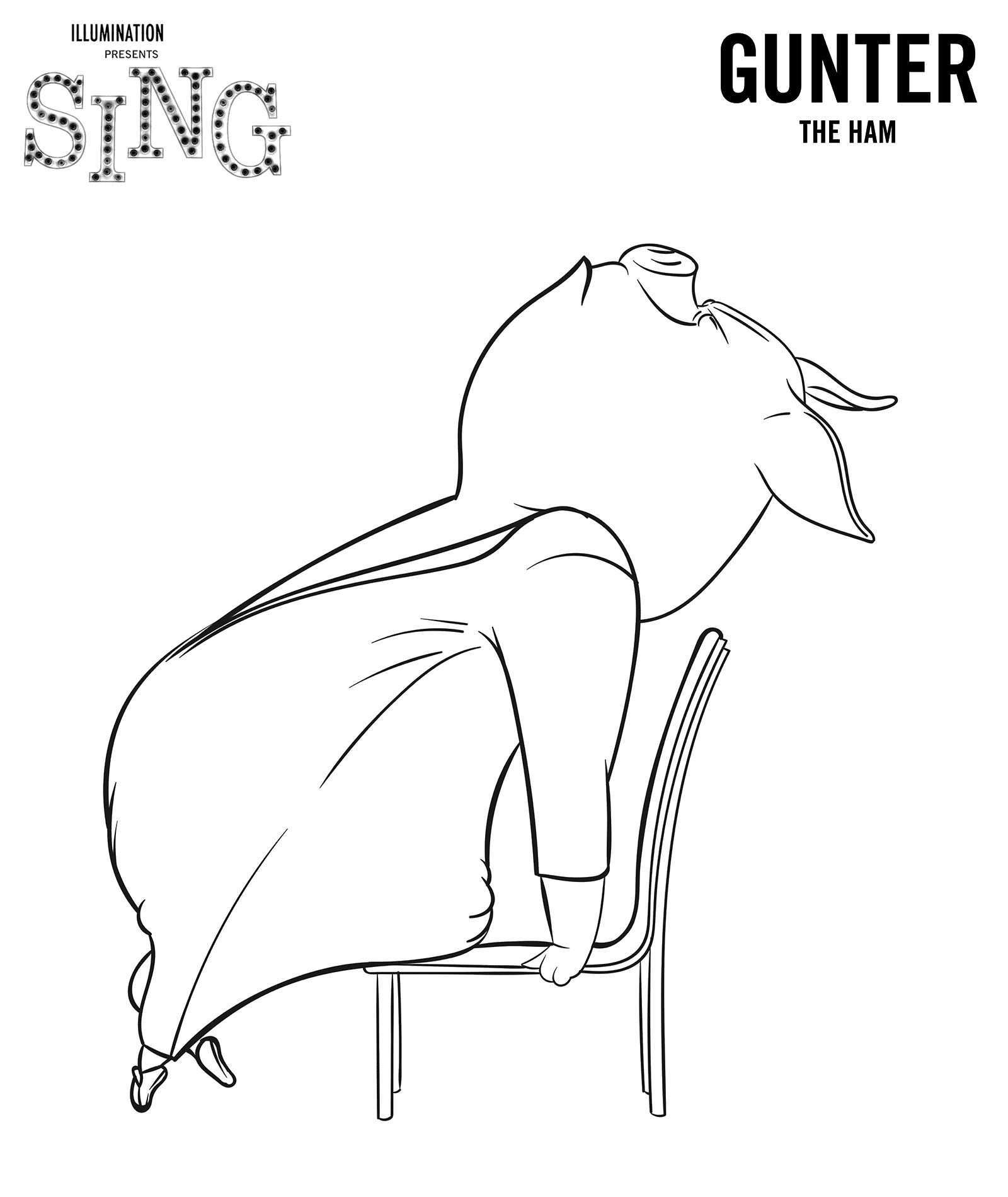 Gunter From Sing Coloring Page Sing Movie Coloring Pages For Kids Coloring Pages