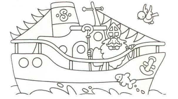 Sinterklaas Kleurplaat Sint Boot Stoomboot Vlaggetjes Sinterklaas Knutselen Thema Fee