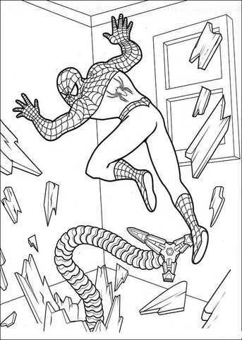 Tentakel Achtervolgt Spiderman Kleurplaat Gratis Kleurplaten Printen