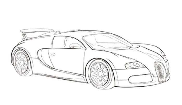 Car Sport Bugatti Veyron Coloring Page Auto Tekeningen Kleurplaten Kleurboek