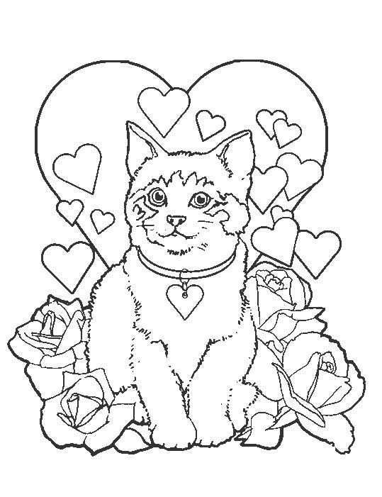 Kids N Fun Coloring Page Cats And Dogs Cats And Dogs Valentines Day Coloring Page Val