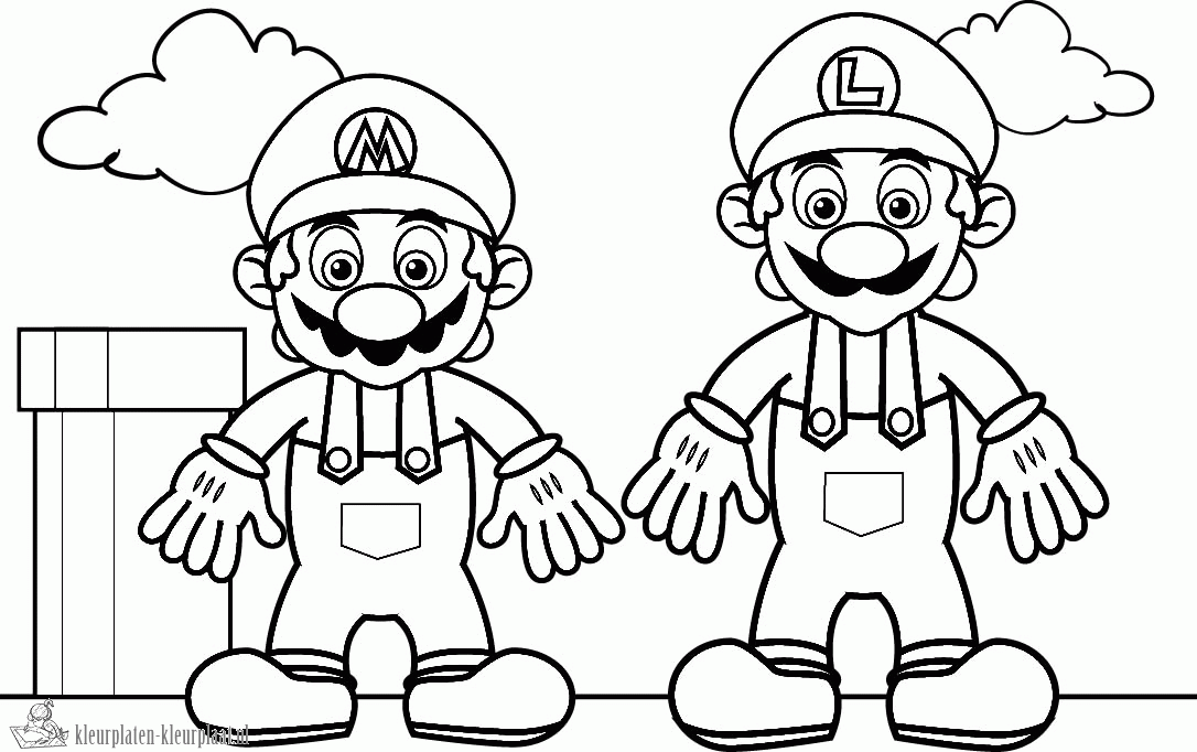 27895 Super Mario Kleurplaat Gif 1086 682 Kleurplaten Kleurpotloden Luigi