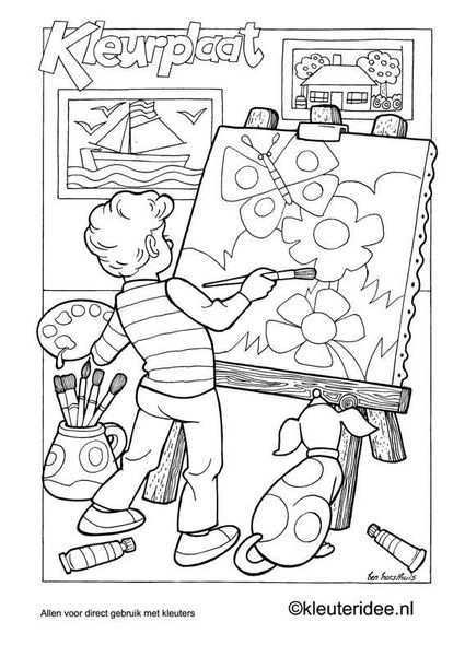Kleurplaat Thema Kunst 4 Kleuteridee Nl Kunst Activiteiten Kinderen Kunst Kunst Kinde