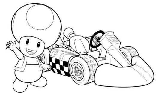Mario Cart Coloring Pages For Boys Toad Mario Kart Racing Coloring Pages Mario Bros P