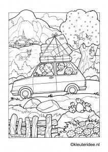 Op Vakantie Met De Auto Kleurplaat Op Kleuteridee On Holiday By Car Free Printable Coloringpage Coloring Pages Pattern Coloring Pages Coloring Books