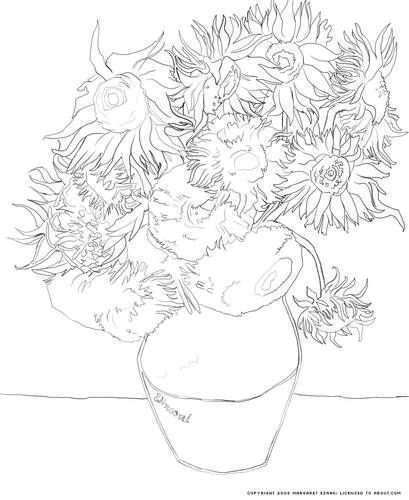 Free Art History Coloring Pages Sunflower Coloring Pages Van Gogh Coloring Famous Art