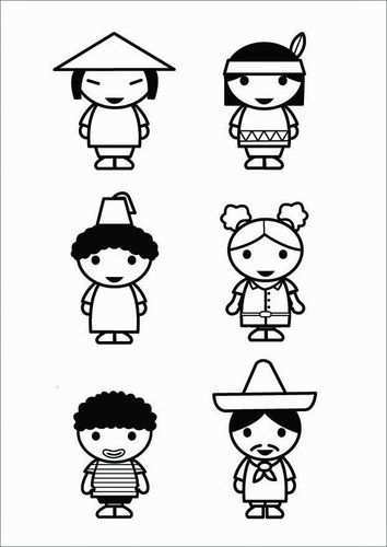 Kleurplaat Kinderen Culturen Children Culture Alphabet Preschool Coloring Pages