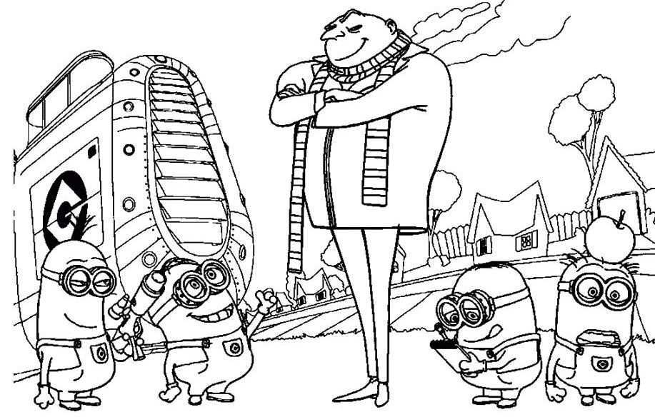 Gru And The Minion Despicable Coloring For Kids Kleurplaten