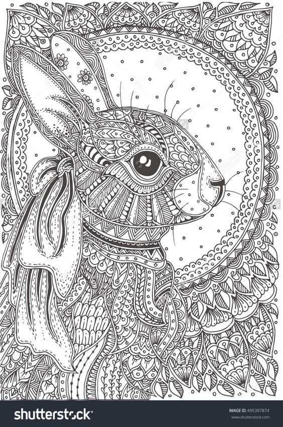 Rabbit Zentangle Mandala Kleurplaten Kleurboek Kleurplaten