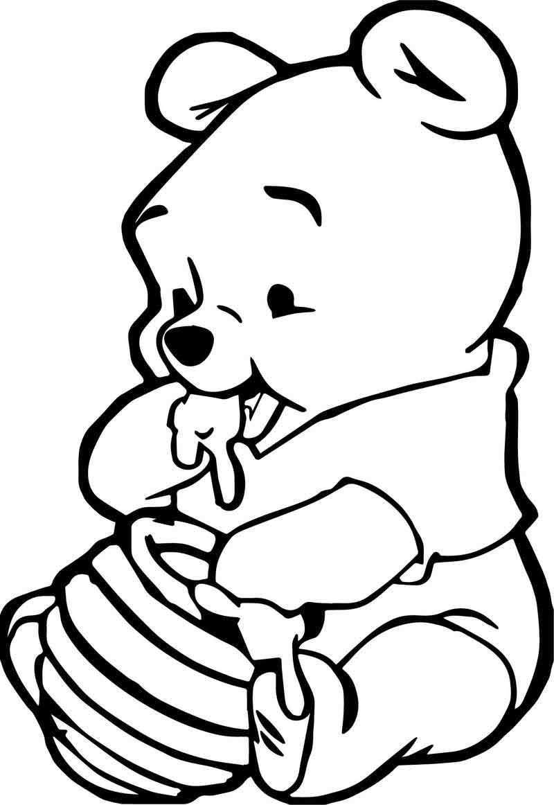 Cute Baby Winnie The Pooh Eating Hunny Coloring Page Animal Coloring Pages Bear Color
