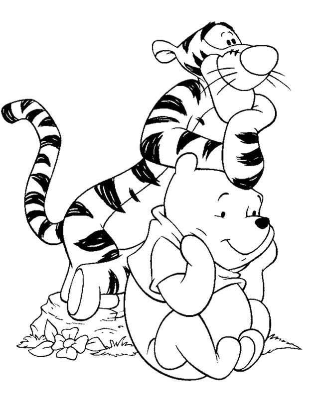 Winnie The Pooh And Tigger Coloring Page Cartoon Coloring Pages Coloring Books Disney