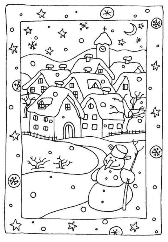 Free Winter Coloring Pages Snowy Houses Coloring Pages Winter Coloring Pages Christmas Coloring Pages